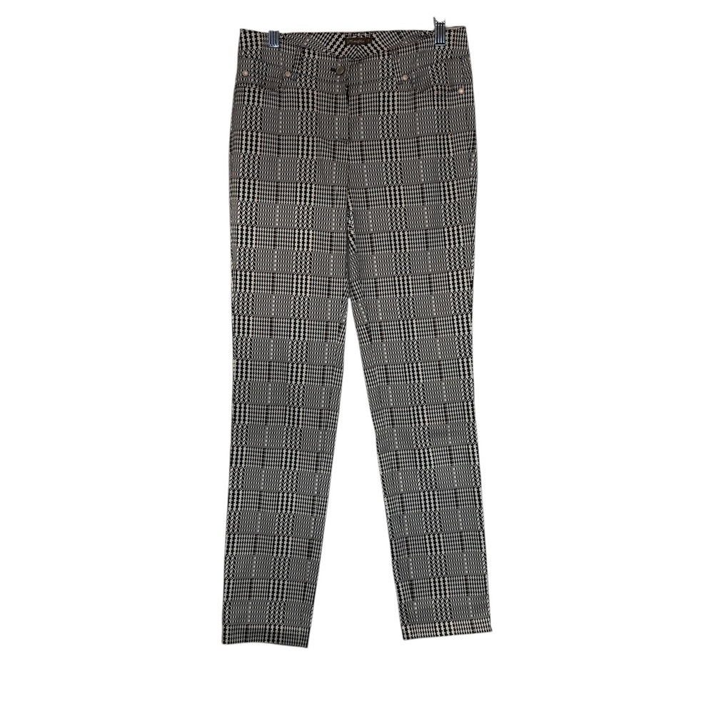 J. McLaughlin Becca Houndstooth Black White Plaid Slim Leg Pants Business Chic 2